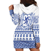 Scottish Christmas Hoodie Dress Scotland Thistle and Celtic Knot White-Blue Color - Wonder Print Shop