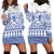 Scottish Christmas Hoodie Dress Scotland Thistle and Celtic Knot White-Blue Color - Wonder Print Shop