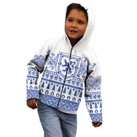 Scottish Christmas Kid Hoodie Scotland Thistle and Celtic Knot White-Blue Color - Wonder Print Shop