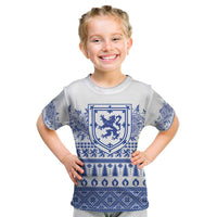 Scottish Christmas Kid T Shirt Scotland Thistle and Celtic Knot White-Blue Color - Wonder Print Shop