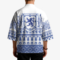 Scottish Christmas Kimono Scotland Thistle and Celtic Knot White-Blue Color - Wonder Print Shop