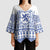 Scottish Christmas Kimono Sleeve Blouse Scotland Thistle and Celtic Knot White-Blue Color - Wonder Print Shop