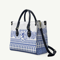 Scottish Christmas Leather Bag Scotland Thistle and Celtic Knot White-Blue Color - Wonder Print Shop