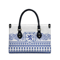 Scottish Christmas Leather Bag Scotland Thistle and Celtic Knot White-Blue Color - Wonder Print Shop