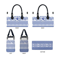 Scottish Christmas Leather Bag Scotland Thistle and Celtic Knot White-Blue Color - Wonder Print Shop