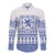 Scottish Christmas Long Sleeve Button Shirt Scotland Thistle and Celtic Knot White-Blue Color - Wonder Print Shop
