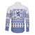 Scottish Christmas Long Sleeve Button Shirt Scotland Thistle and Celtic Knot White-Blue Color - Wonder Print Shop