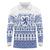 Scottish Christmas Long Sleeve Polo Shirt Scotland Thistle and Celtic Knot White-Blue Color - Wonder Print Shop