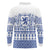 Scottish Christmas Long Sleeve Polo Shirt Scotland Thistle and Celtic Knot White-Blue Color - Wonder Print Shop