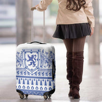 Scottish Christmas Luggage Cover Scotland Thistle and Celtic Knot White-Blue Color - Wonder Print Shop