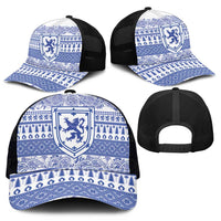 Scottish Christmas Mesh Trucker Cap Scotland Thistle and Celtic Knot White-Blue Color - Wonder Print Shop