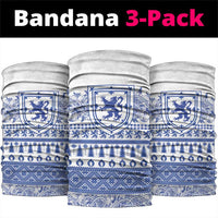 Scottish Christmas Neck Gaiter Scotland Thistle and Celtic Knot White-Blue Color - Wonder Print Shop