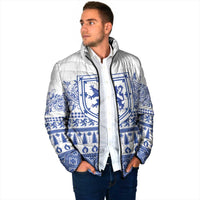 Scottish Christmas Padded Jacket Scotland Thistle and Celtic Knot White-Blue Color - Wonder Print Shop