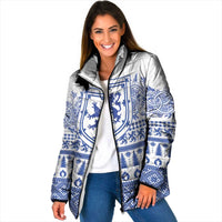 Scottish Christmas Padded Jacket Scotland Thistle and Celtic Knot White-Blue Color - Wonder Print Shop
