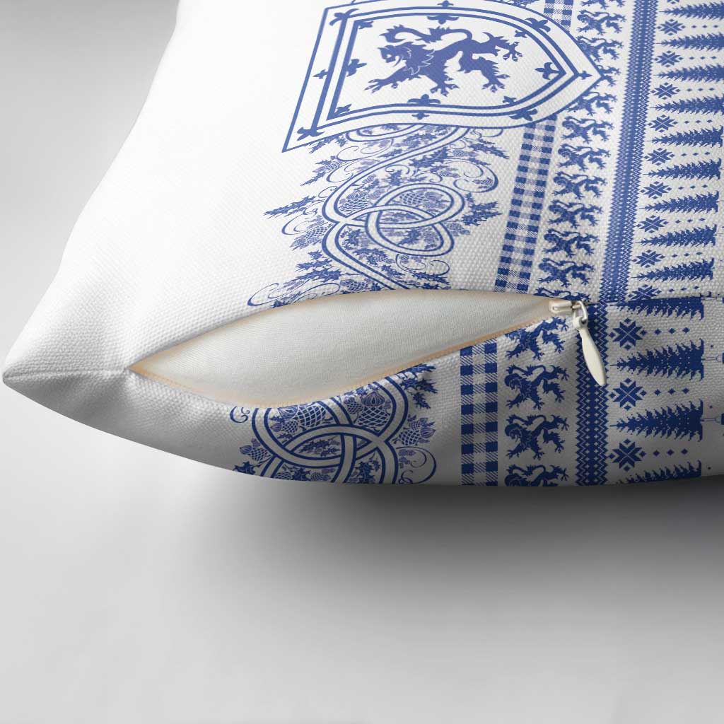 Scottish Christmas Pillow Cover Scotland Thistle and Celtic Knot White-Blue Color - Wonder Print Shop