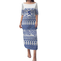 Scottish Christmas Puletasi Scotland Thistle and Celtic Knot White-Blue Color - Wonder Print Shop