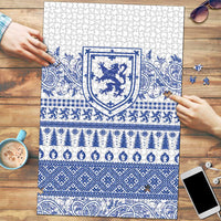 Scottish Christmas Puzzle Scotland Thistle and Celtic Knot White-Blue Color - Wonder Print Shop