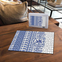 Scottish Christmas Puzzle Scotland Thistle and Celtic Knot White-Blue Color - Wonder Print Shop