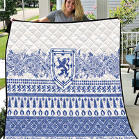 Scottish Christmas Quilt Scotland Thistle and Celtic Knot White-Blue Color - Wonder Print Shop