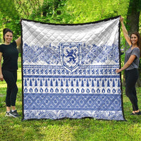 Scottish Christmas Quilt Scotland Thistle and Celtic Knot White-Blue Color - Wonder Print Shop