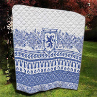 Scottish Christmas Quilt Scotland Thistle and Celtic Knot White-Blue Color - Wonder Print Shop