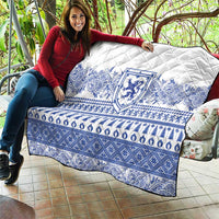 Scottish Christmas Quilt Scotland Thistle and Celtic Knot White-Blue Color - Wonder Print Shop