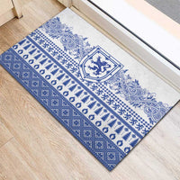 Scottish Christmas Rubber Doormat Scotland Thistle and Celtic Knot White-Blue Color - Wonder Print Shop