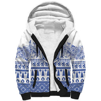Scottish Christmas Sherpa Hoodie Scotland Thistle and Celtic Knot White-Blue Color - Wonder Print Shop