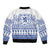 Scottish Christmas Sleeve Zip Bomber Jacket Scotland Thistle and Celtic Knot White-Blue Color - Wonder Print Shop