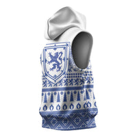 Scottish Christmas Sleeveless Hoodie Scotland Thistle and Celtic Knot White-Blue Color - Wonder Print Shop