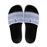 Scottish Christmas Slide Sandals Scotland Thistle and Celtic Knot White-Blue Color - Wonder Print Shop
