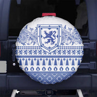 Scottish Christmas Spare Tire Cover Scotland Thistle and Celtic Knot White-Blue Color - Wonder Print Shop
