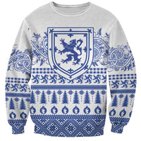 Scottish Christmas Sweatshirt Scotland Thistle and Celtic Knot White-Blue Color - Wonder Print Shop