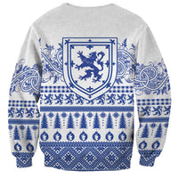 Scottish Christmas Sweatshirt Scotland Thistle and Celtic Knot White-Blue Color - Wonder Print Shop