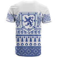 Scottish Christmas T Shirt Scotland Thistle and Celtic Knot White-Blue Color - Wonder Print Shop