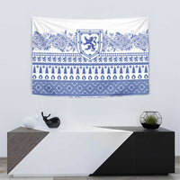 Scottish Christmas Tapestry Scotland Thistle and Celtic Knot White-Blue Color - Wonder Print Shop