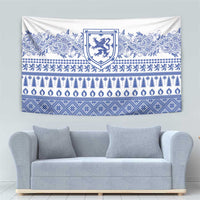 Scottish Christmas Tapestry Scotland Thistle and Celtic Knot White-Blue Color - Wonder Print Shop