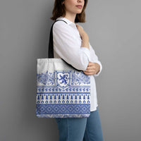 Scottish Christmas Tote Bag Scotland Thistle and Celtic Knot White-Blue Color - Wonder Print Shop