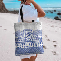 Scottish Christmas Tote Bag Scotland Thistle and Celtic Knot White-Blue Color - Wonder Print Shop
