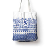 Scottish Christmas Tote Bag Scotland Thistle and Celtic Knot White-Blue Color - Wonder Print Shop