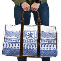 Scottish Christmas Travel Bag Scotland Thistle and Celtic Knot White-Blue Color - Wonder Print Shop