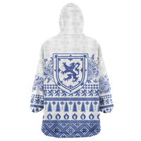 Scottish Christmas Wearable Blanket Hoodie Scotland Thistle and Celtic Knot White-Blue Color - Wonder Print Shop