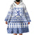 Scottish Christmas Wearable Blanket Hoodie Scotland Thistle and Celtic Knot White-Blue Color - Wonder Print Shop