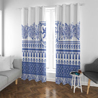 Scottish Christmas Window Curtain Scotland Thistle and Celtic Knot White-Blue Color - Wonder Print Shop