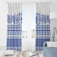 Scottish Christmas Window Curtain Scotland Thistle and Celtic Knot White-Blue Color - Wonder Print Shop