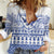 Scottish Christmas Women Casual Shirt Scotland Thistle and Celtic Knot White-Blue Color - Wonder Print Shop