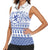 Scottish Christmas Women Sleeveless Polo Shirt Scotland Thistle and Celtic Knot White-Blue Color - Wonder Print Shop