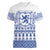 Scottish Christmas Women V-Neck T-Shirt Scotland Thistle and Celtic Knot White-Blue Color - Wonder Print Shop