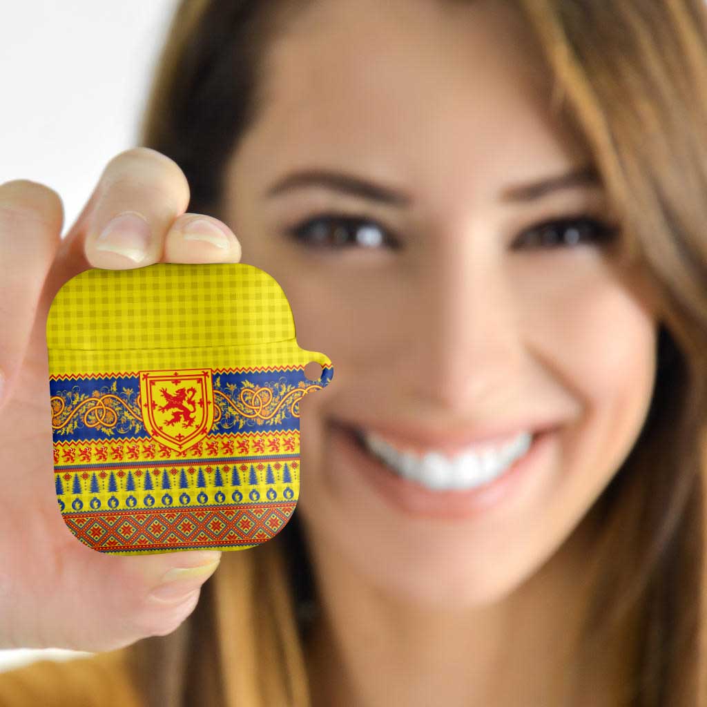 Scottish Christmas AirPods Case Scotland Thistle and Celtic Knot Yellow-Red Color - Wonder Print Shop