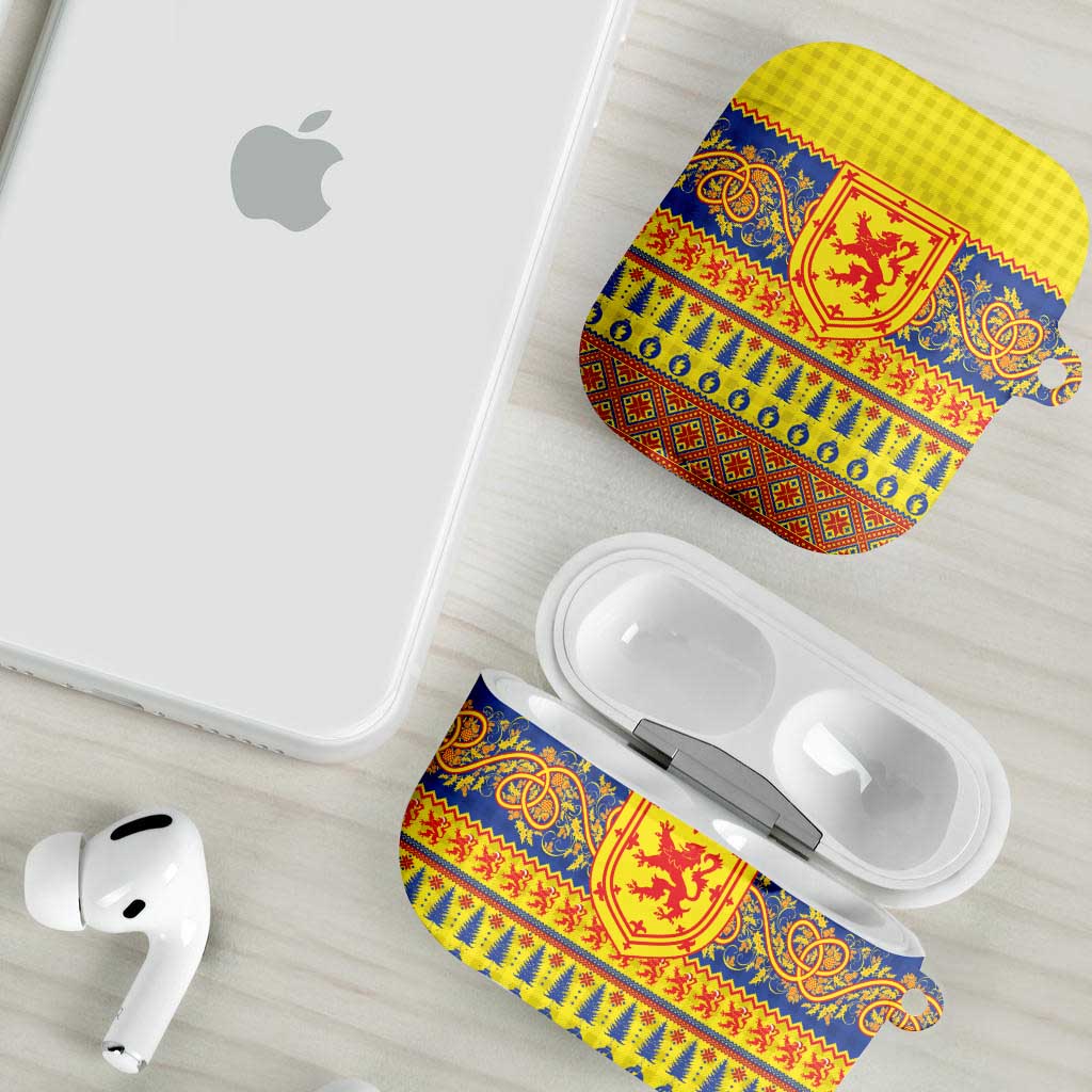 Scottish Christmas AirPods Case Scotland Thistle and Celtic Knot Yellow-Red Color - Wonder Print Shop